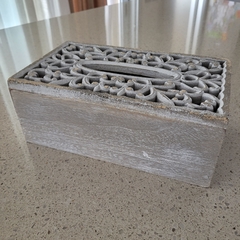 MISURA Caja pañuelos descartables madera blanca calada