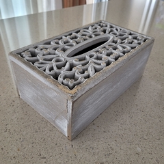 MISURA Caja pañuelos descartables madera blanca calada