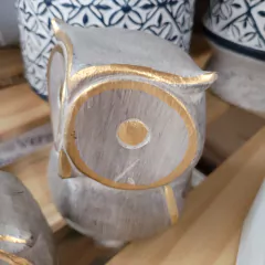 Set de 3 buhos de madera adorno - kazaru