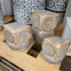 Set de 3 buhos de madera adorno en internet