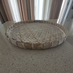 Bandeja Bamboo redonda 38cm Blanca borde bajo - comprar online