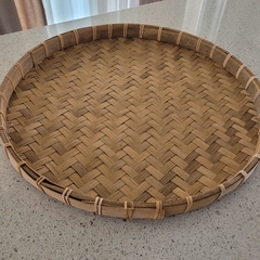 Bandeja Bamboo redonda 38cm Natural borde bajo - comprar online