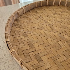 Bandeja Bamboo redonda 38cm Natural borde bajo - kazaru