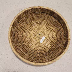 Bandeja Flor marrón redonda estrella con borde cosido 40cm - comprar online