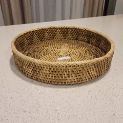 Bandeja Flor marrón redonda estrella con borde cosido 40cm - tienda online