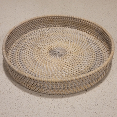 Bandeja Rattan redonda blanca baja 30cm - tienda online