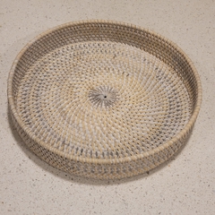 Bandeja Rattan redonda blanca baja 30cm - comprar online