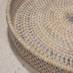 Bandeja Rattan redonda blanca baja 30cm - tienda online