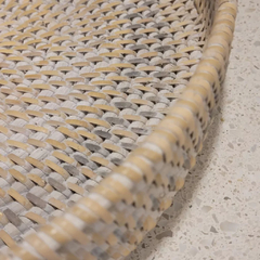 Bandeja Rattan redonda blanca baja 35cm - tienda online