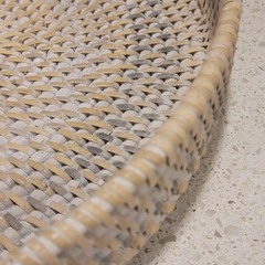 Bandeja Rattan redonda blanca baja 30cm - kazaru