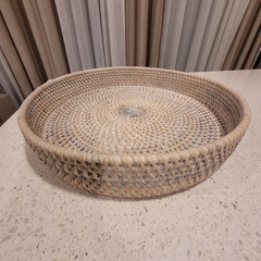 Bandeja Rattan redonda blanca baja 30cm en internet