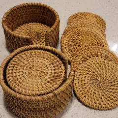 Posa Vasos Rattan set x6 con Estuche - kazaru