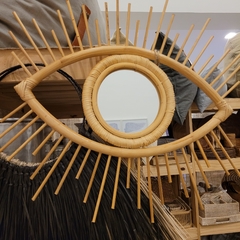 Espejo de rattan diseño de ojo 54cm - comprar online