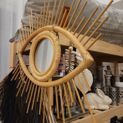 Espejo de rattan diseño de ojo 54cm - kazaru