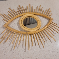 Espejo de rattan diseño de ojo 54cm - kazaru