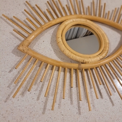 Espejo de rattan diseño de ojo 54cm - kazaru