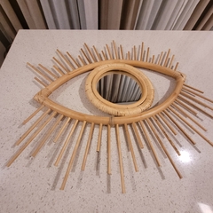 Espejo de rattan diseño de ojo 54cm en internet