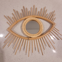 Espejo de rattan diseño de ojo 54cm