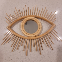 Espejo de rattan diseño de ojo 54cm - tienda online