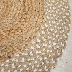 Alfombra de yute natural con Borde Trenzado de Algodón 60cm - kazaru