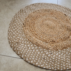 Imagen de Alfombra de yute natural con Borde Trenzado de Algodón 60cm