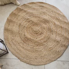 Alfombra de yute trenzado natural redonda 90cm