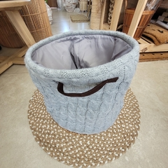 Canasto tejido lana gris 35x34cm - kazaru
