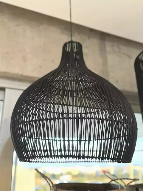 PANTALLA DE RATTAN NEGRA 120492