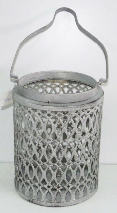Fanal cilíndrico calado gris gastado mediano 25x20