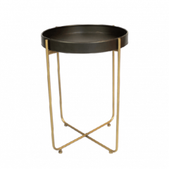 Mesa metalica bandeja negra patas hierro 45x66cm