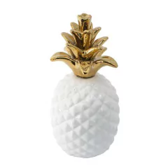 Anana de cerámica Pineapple 17cm blanco y dorado - comprar online