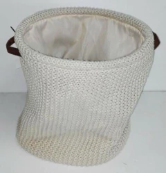 Canasto tejido lana beige 35x34cm