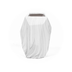 Florero geometrico blanco sombras grises ceramica 32cm