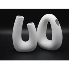 Jarron Adorno Ovalo Huevo Blanco Cerámica - kazaru