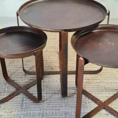 Mesa Bandeja De Chapa Marron Oxido Chica 35Cm - comprar online