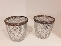 Portavela Fanal plata viejo vidrio chico 7,5cm