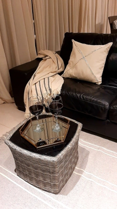 Bandeja espejada hexagonal dorada grande 35cm - kazaru