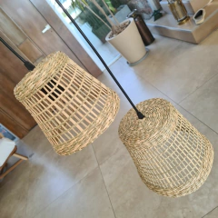 Juego Lamparas pantalla Rattan c/cable