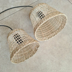 Juego Lamparas pantalla Rattan c/cable en internet