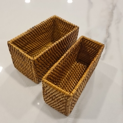 Cajita azucarero de Rattan halus mediana