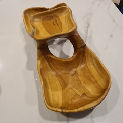 Bowl triple raiz de Teca rústico grande 60cm - kazaru