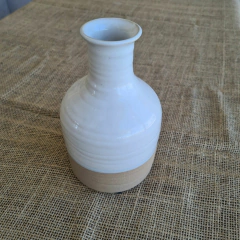 Florero combinado blanco beige chico 20cm