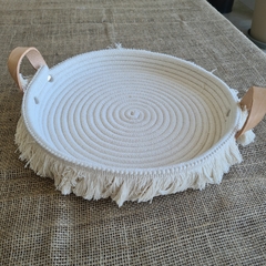 Cesto de cuerdas con flecos bandeja 32x4cm