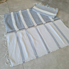 Alfombra telar rayada blanca con gris 120x60cm en internet