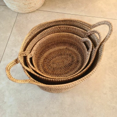 Canasto de Rattan oval con manijas chico 30cm en internet
