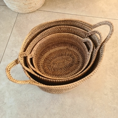 Canasto de Rattan oval con manijas grande 50cm en internet