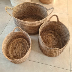 Canasto de Rattan oval con manijas chico 30cm - comprar online