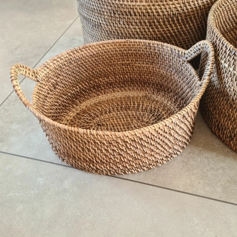 Canasto de Rattan oval con manijas chico 30cm