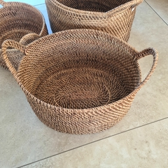 Canasto de Rattan oval con manijas mediano 40cm