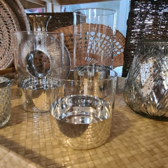 Calma florero de vidrio con base plata grande - kazaru